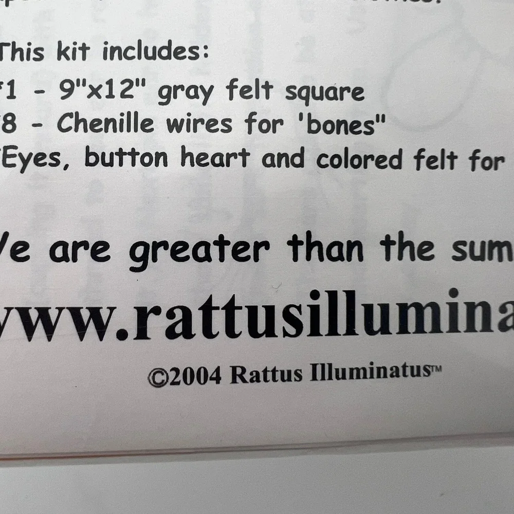 Rattus‎ Illuminatus Fashion Rat Kit 2004 Sealed DIY Felt Doll Kit Creepy Cute